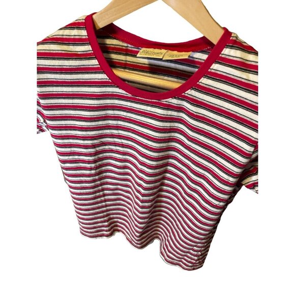 St. John's Bay Red Striped Crew Neck Short Sleeved Top Sz M - Picture 4 of 7